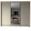 Ver imagem 2 de Guarda-Roupa Casal 3 Portas com Espelho com Pés 100% MDF Platinum Bege/Off White