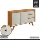 Ver imagem 5 de Buffet para Sala de Jantar Laqueado 100% MDF 2 Portas Pés Madeira Maciça Piazza