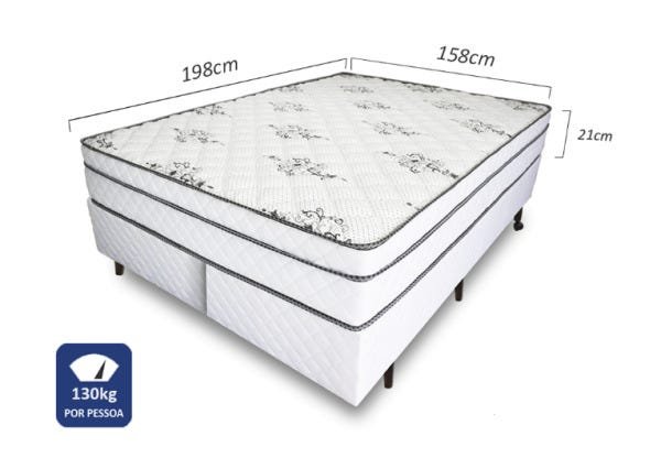 Cama Box com Colchão Completo Sono Conforto Molas Pocket Branco Queen Sise 158x198-pillowmanta - 3