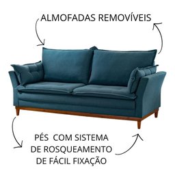 Conjunto Luxury Sofá e Poltrona Veludo Azul - 7