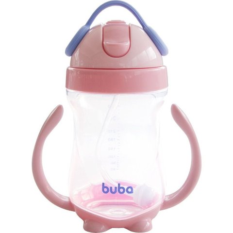 Copo Infantil Rosa com Canudo Musical 300ml Buba