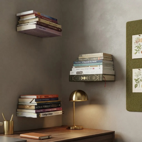 3 Suportes Invisíveis de Parede para Livros Reforçado Estilo Prateleira Estrutura Alta Resistência