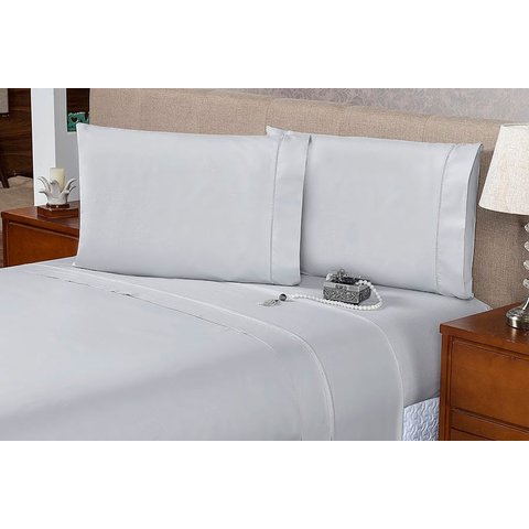 Lençol Casal Avulso 400 Fios 40cm Altura - Cinza
