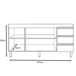 Balcão Gabinete para Pia Karen 147cm sem Tampo 3 Portas Branco - Abmaza Peternella - 4