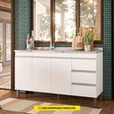 Ver imagem 2 de Balcão Gabinete para Pia Karen 147cm sem Tampo 3 Portas Branco - Abmaza Peternella