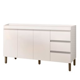 Balcão Gabinete para Pia Karen 147cm sem Tampo 3 Portas Branco - Abmaza Peternella - 1