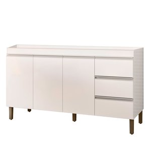 Balcão Gabinete para Pia Karen 147cm sem Tampo 3 Portas Branco - Abmaza Peternella