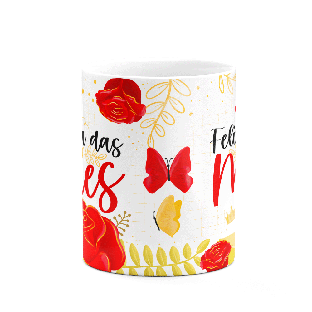 Caneca Floral Mães - Feliz Dia Das Mães - Red Flowers - 3