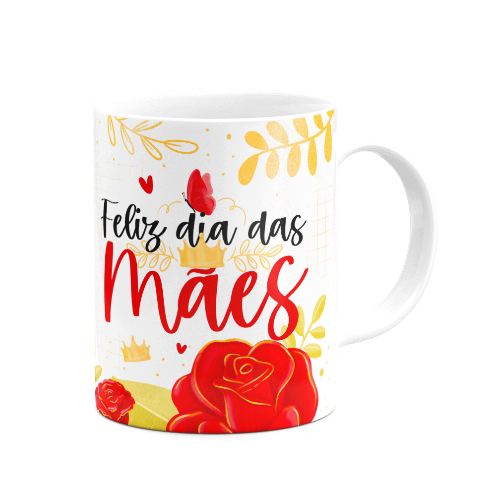 Caneca Floral Mães - Feliz Dia Das Mães - Red Flowers - 2