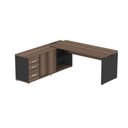 Ver imagem 1 de Mesa Pé Balcão Escritório com 3 Gavetas 189x180cm Preto-walnut