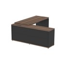 Ver imagem 5 de Mesa Pé Balcão Escritório com 3 Gavetas 189x180cm Preto-walnut
