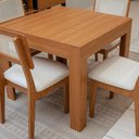 Ver imagem 2 de Mesa Jantar Retangular Extensível e 4 Cadeiras Estofadas Mdf Cor:freijó com Bege Rústico