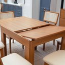 Ver imagem 4 de Mesa Jantar Retangular Extensível e 4 Cadeiras Estofadas Mdf Cor:freijó com Bege Rústico