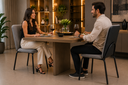 Ver imagem 2 de Kit 2 Cadeiras Jantar Dubai Dara Boucle Cinza Pe Preto