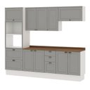 Ver imagem 2 de Cozinha Completa Modulada 5 Peças 100% MDF Modelo Americano Provençal Iluminata Cinza/Branco/Fendi/É