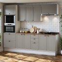 Ver imagem 1 de Cozinha Completa Modulada 5 Peças 100% MDF Modelo Americano Provençal Iluminata Cinza/Branco/Fendi/É