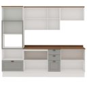 Ver imagem 4 de Cozinha Completa Modulada 5 Peças 100% MDF Modelo Americano Provençal Iluminata Cinza/Branco/Fendi/É