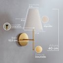 Ver imagem 3 de Arandela de Parede Clássica Aluminio com Cupula Tecido Algodão Ref 05