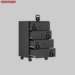 Mesa de Cabeceira Presence 4 Gavetas 45 Cm C/ Rodinha - Criado Demobile:grafito - 10