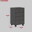 Ver imagem 4 de Mesa de Cabeceira Presence 4 Gavetas 45 Cm C/ Rodinha - Criado Demobile:grafito