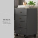 Ver imagem 6 de Mesa de Cabeceira Presence 4 Gavetas 45 Cm C/ Rodinha - Criado Demobile:grafito