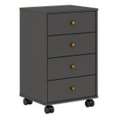 Ver imagem 2 de Mesa de Cabeceira Presence 4 Gavetas 45 Cm C/ Rodinha - Criado Demobile:grafito