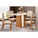 Ver imagem 1 de Sala de Jantar Orus Tampo com Vidro 120x80cm e 4 Cadeiras Nature Veludo Light Linho