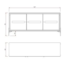 Balcão Buffet Paraty 167 Cm Laca Pés Metal e Palhinha Azul Gloss - 6