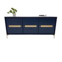Ver imagem 3 de Balcão Buffet Paraty 167 Cm Laca Pés Metal e Palhinha Azul Gloss