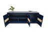 Balcão Buffet Paraty 167 Cm Laca Pés Metal e Palhinha Azul Gloss - 4