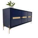 Ver imagem 1 de Balcão Buffet Paraty 167 Cm Laca Pés Metal e Palhinha Azul Gloss