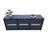 Balcão Buffet Paraty 167 Cm Laca Pés Metal e Palhinha Azul Gloss - 5
