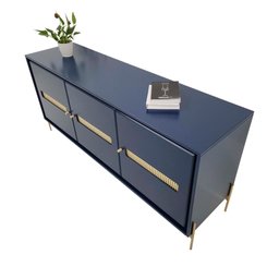 Balcão Buffet Paraty 167 Cm Laca Pés Metal e Palhinha Azul Gloss - 2