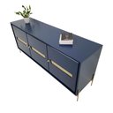 Ver imagem 2 de Balcão Buffet Paraty 167 Cm Laca Pés Metal e Palhinha Azul Gloss