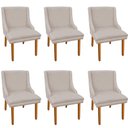 Ver mais imagens de Kit 6 Cadeiras de Jantar Suede Bege Pés Palito