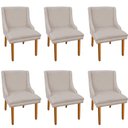 Ver imagem 1 de Kit 6 Cadeiras de Jantar Suede Bege Pés Palito