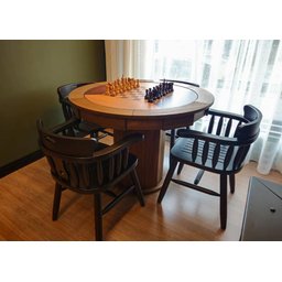 Mesa de Carteado com Gavetas e Porta Copos Vintage - 1,09x0,80 - com Xadrez - Vermelho - 5