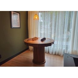 Mesa de Carteado com Gavetas e Porta Copos Vintage - 1,09x0,80 - com Xadrez - Vermelho - 4