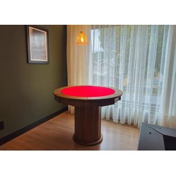 Mesa de Carteado com Gavetas e Porta Copos Vintage - 1,09x0,80 - com Xadrez - Vermelho - 3