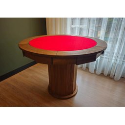 Mesa de Carteado com Gavetas e Porta Copos Vintage - 1,09x0,80 - com Xadrez - Vermelho - 1