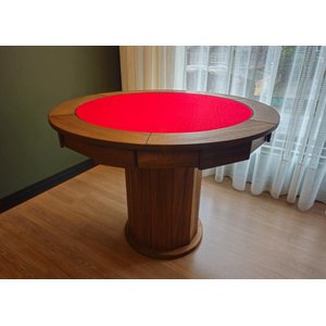Mesa de Carteado com Gavetas e Porta Copos Vintage - 1,09x0,80 - com Xadrez - Vermelho