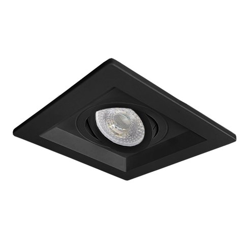 Spot de Embutir Direcionável Recuado 1190 ABS 12x12cm P/ Lâmpada Dicroica Preto