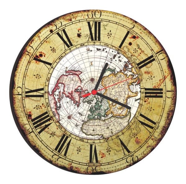 Relógio De Parede Estilo Rústico Mapa Antigo 30cm - 02 - 1