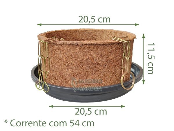 VASO PARA PLANTA XAXIM Nº3 COM PRATO E CORRENTE 03 KIT - 2