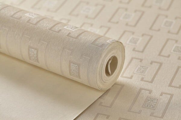 Papel de Parede Importado Geométrico Vinílico Off White - 3