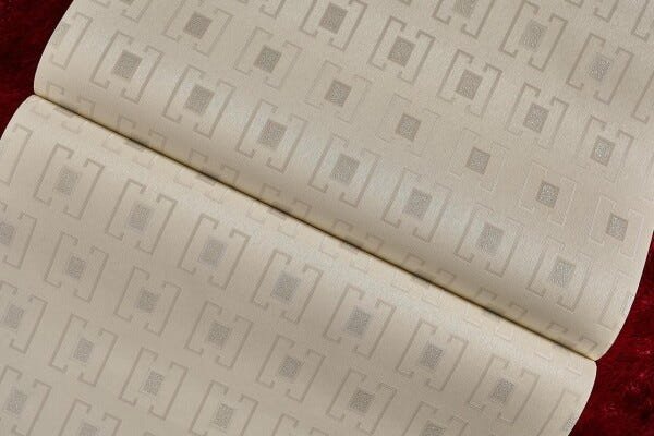 Papel de Parede Importado Geométrico Vinílico Off White - 1