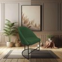 Ver imagem 5 de Cadeira Poltrona de Jantar Bela Suede Base Metálica Industrial Preto Pallazio Verde