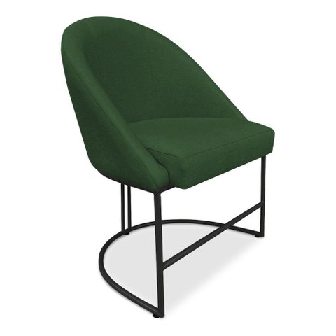 Cadeira Poltrona de Jantar Bela Suede Base Metálica Industrial Preto Pallazio Verde