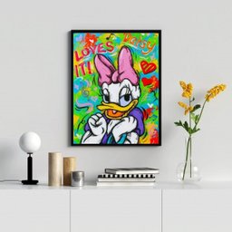 Quadro Decorativo Arte Grafite Margarida 45x34cm - com Vidro:madeira Preta - 1