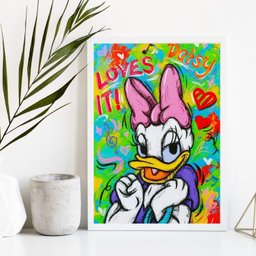 Quadro Decorativo Arte Grafite Margarida 45x34cm - com Vidro:madeira Preta - 2